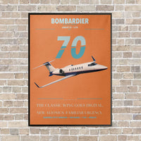 Thumbnail for Bombardier Learjet 70 vertical canvas print - framed - orange background