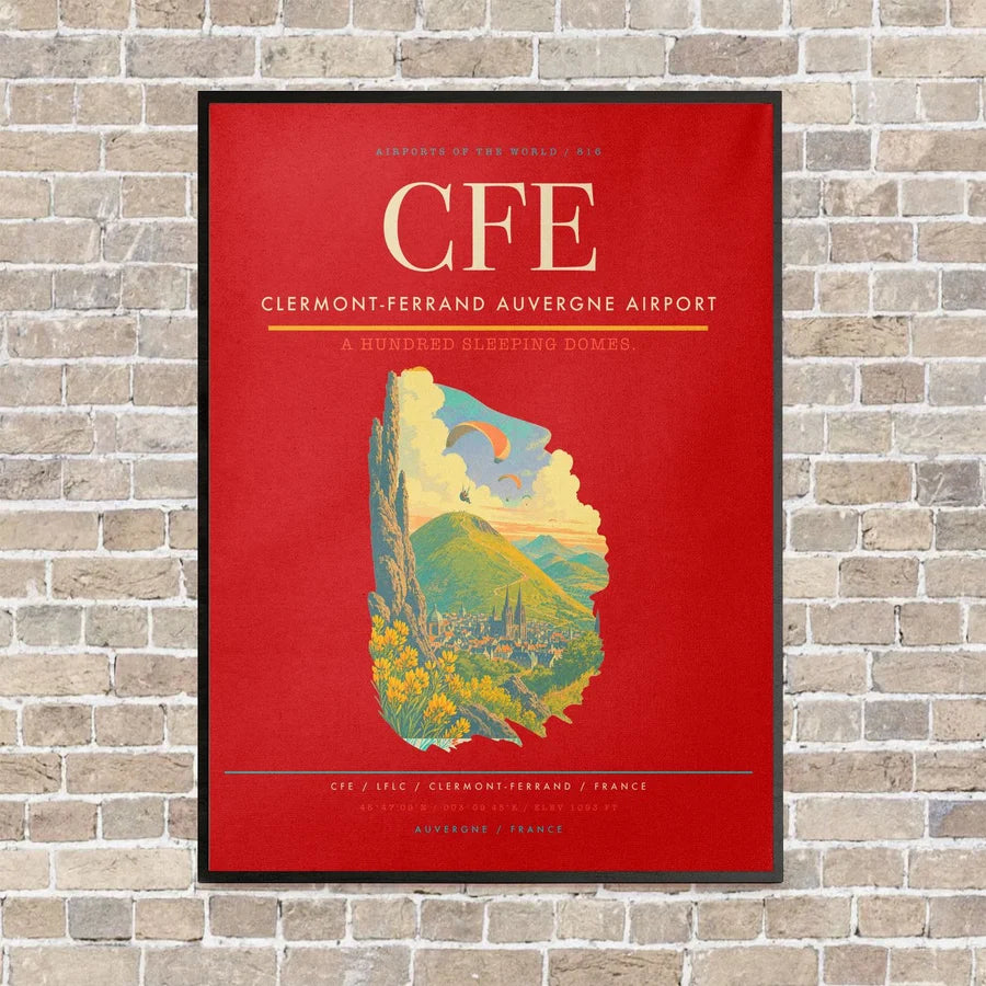 Clermont-Ferrand Auvergne Airport CFE - Canvas Framed - Red