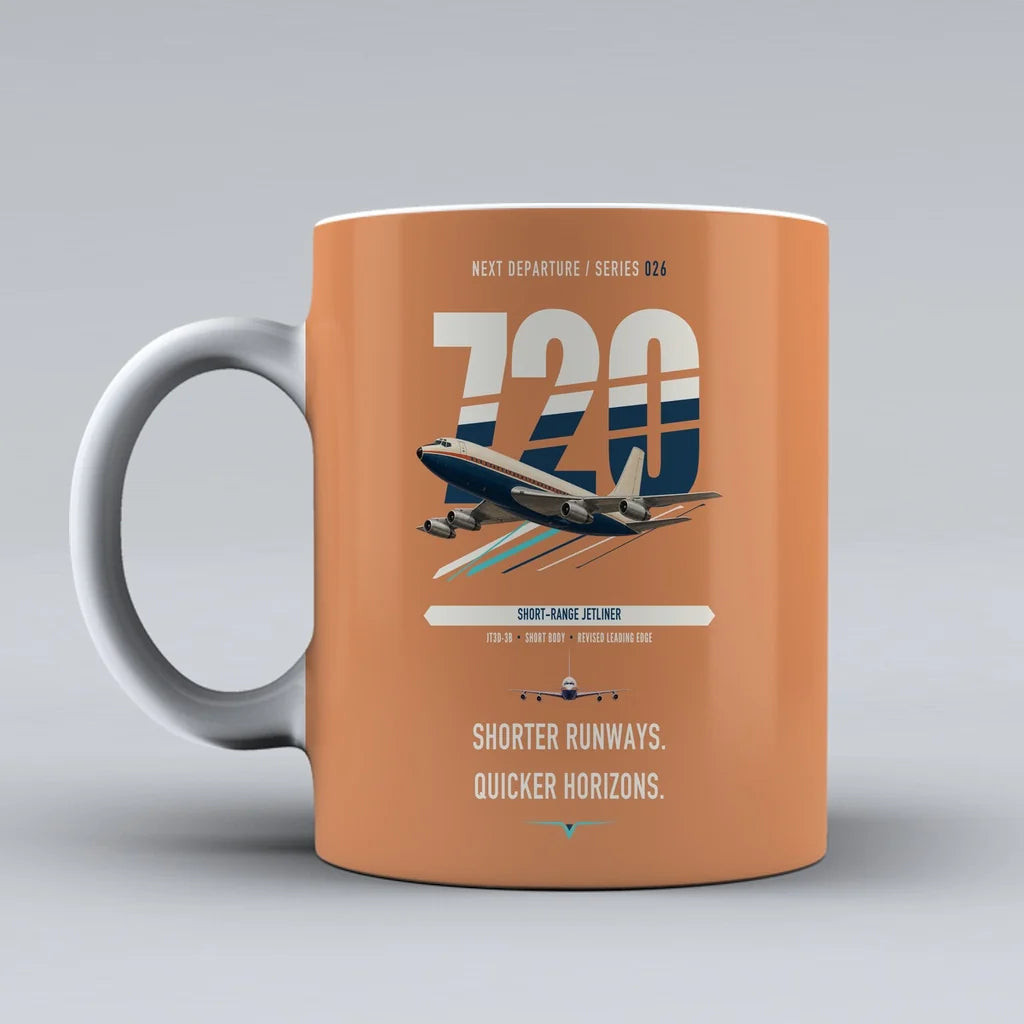 Boeing 720B double-side print on orange ceramic mug