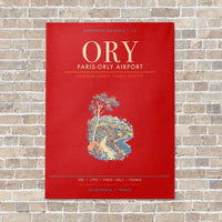 Thumbnail for Paris-Orly Airport ORY - Canvas Framed - Red