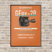 Thumbnail for GEnx-2B vertical canvas print - framed - orange background