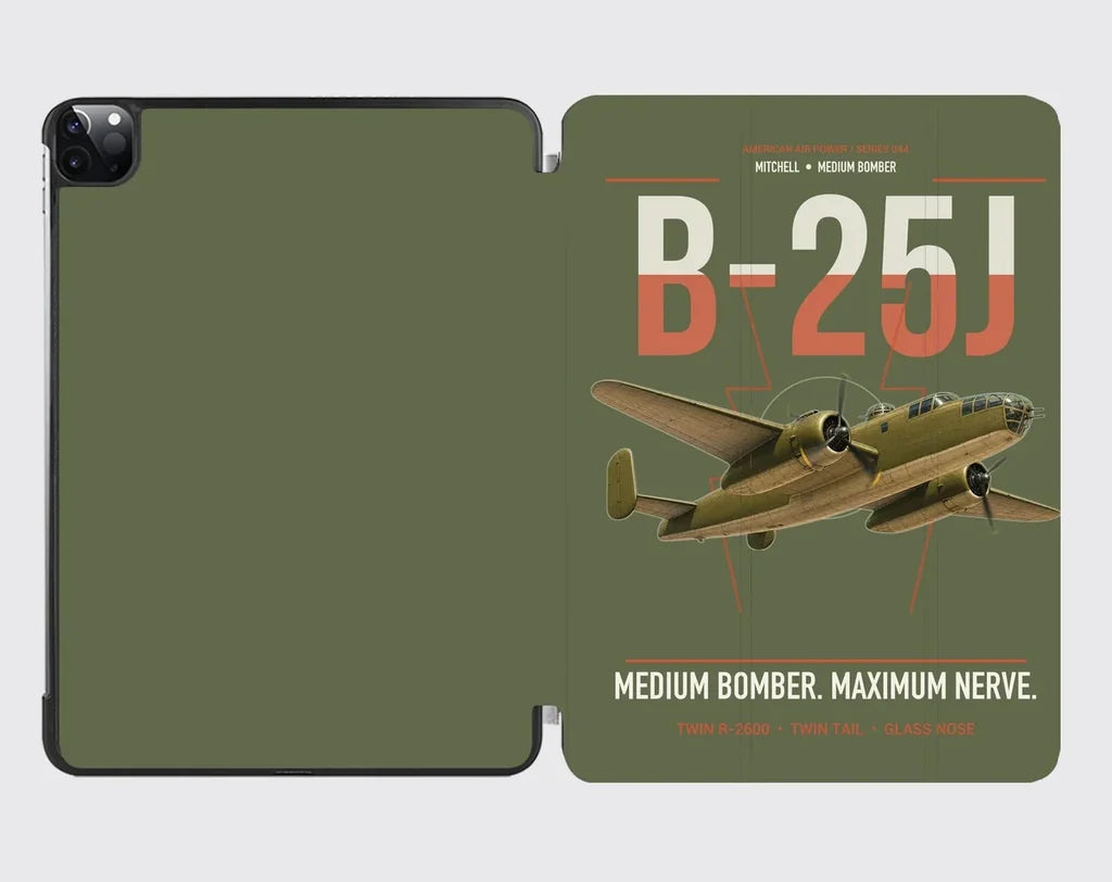 B-25J Mitchell design on green army ipad tablet case