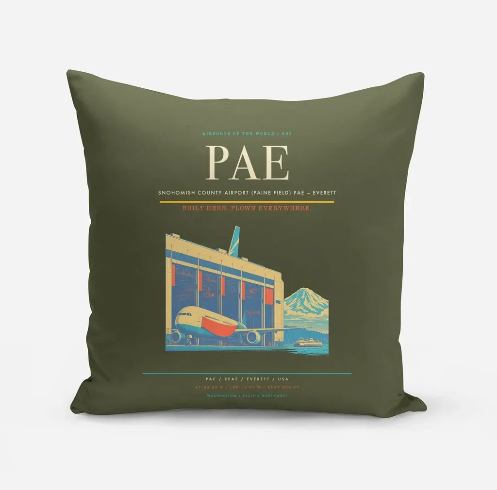 Snohomish County Airport (Paine Field) (PAE) design on green army pillow