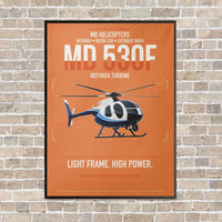 Thumbnail for MD Helicopters MD 530F vertical canvas print - framed - orange background