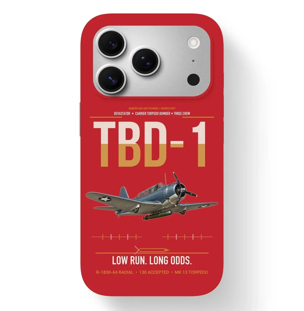 TBD-1 Devastator design on red magsafe iphone case, for iPhone 17 Pro