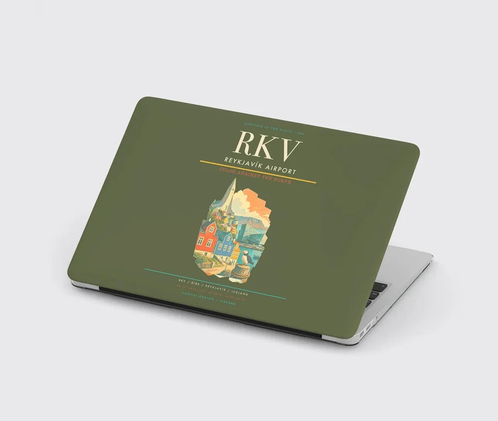 Reykjavík Airport (RKV) design on green army MacBook case