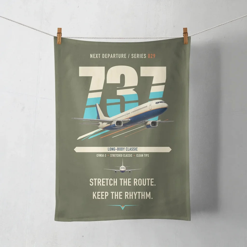Boeing 737-400 Classic design on green army towel