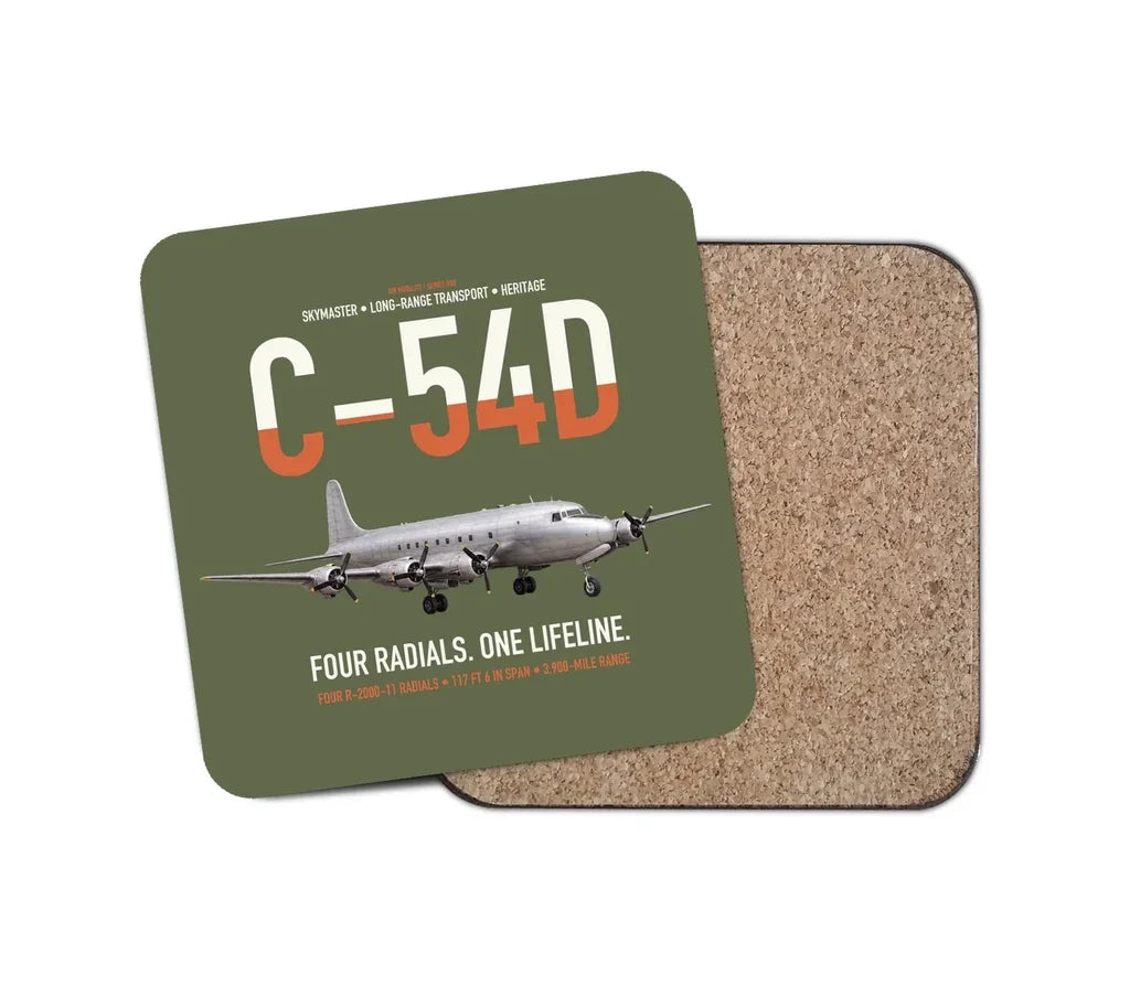 C-54D Skymaster design on green army 1 piece coaster