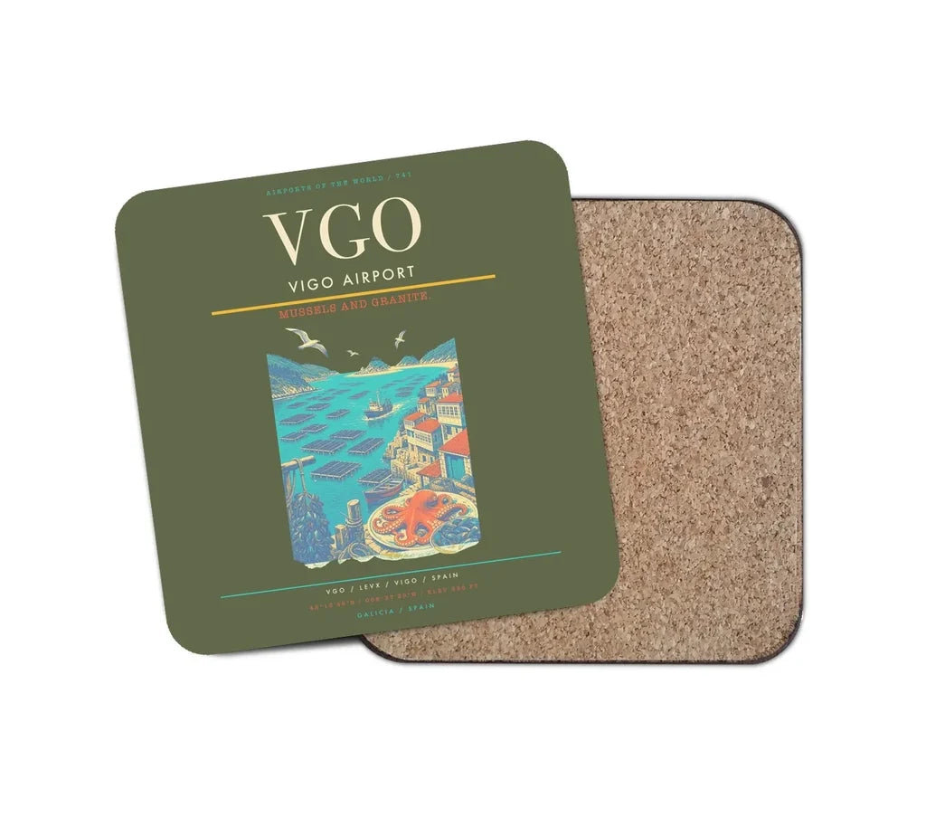 Vigo Airport (VGO) design on green army 1 piece coaster