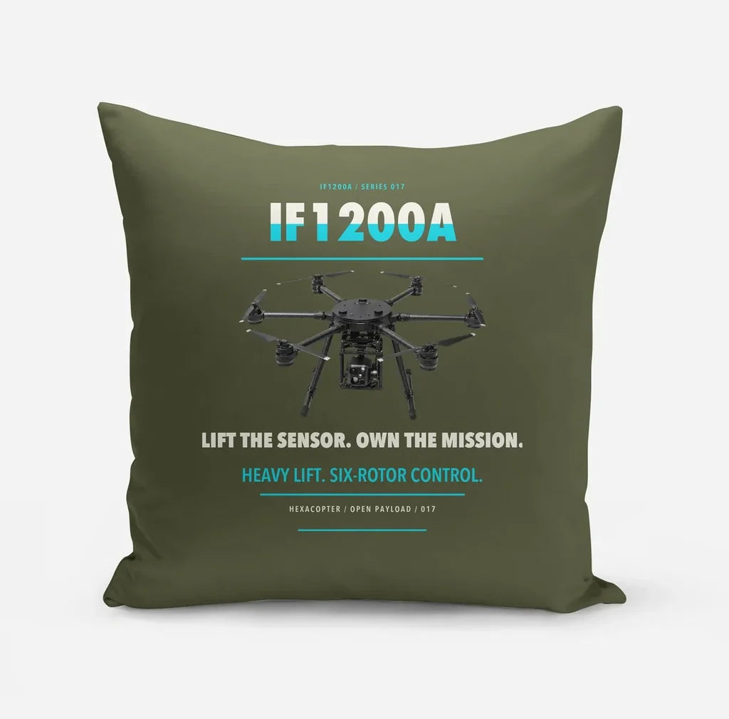 Inspired Flight IF1200A design on green army pillow