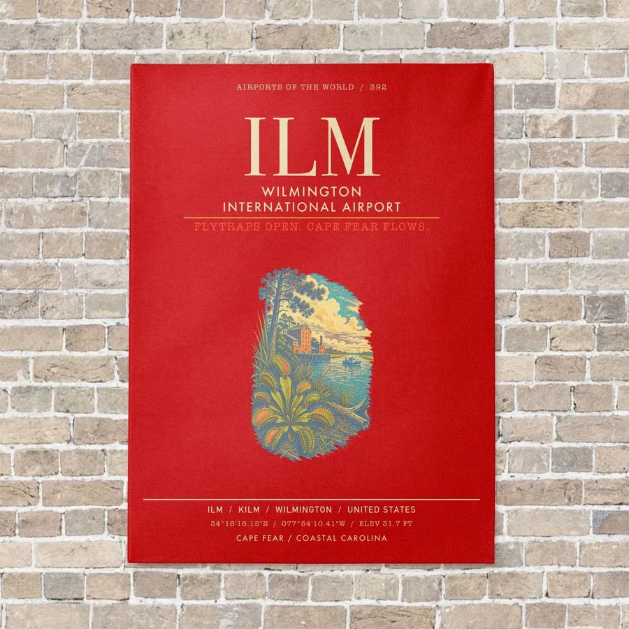 Wilmington International Airport ILM - Canvas Framed - Red