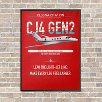 Thumbnail for Cessna Citation CJ4 Gen2 vertical canvas print - framed - red background