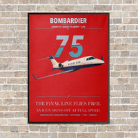 Thumbnail for Bombardier Learjet 75 Liberty vertical canvas print - framed - red background