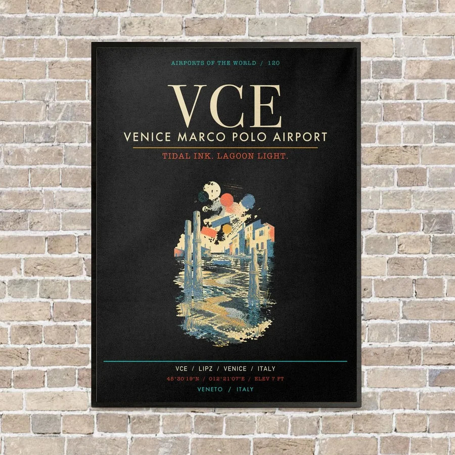 Venice Marco Polo Airport VCE - Canvas Framed - Black