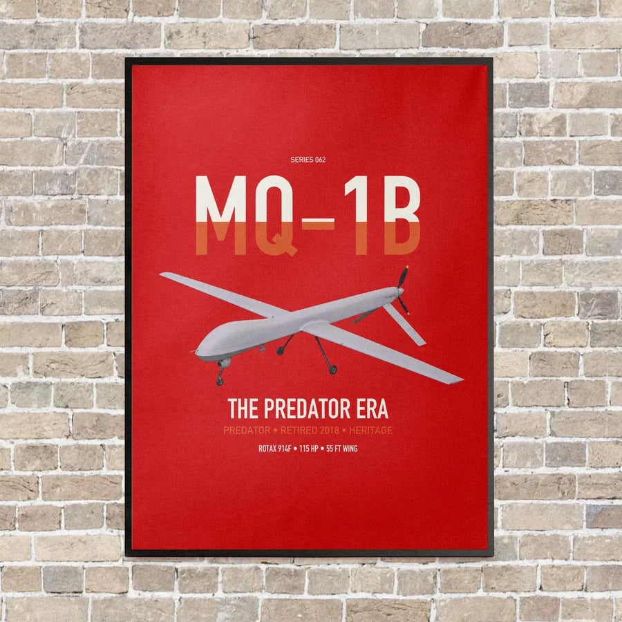 MQ-1B Predator vertical canvas print - framed - red background