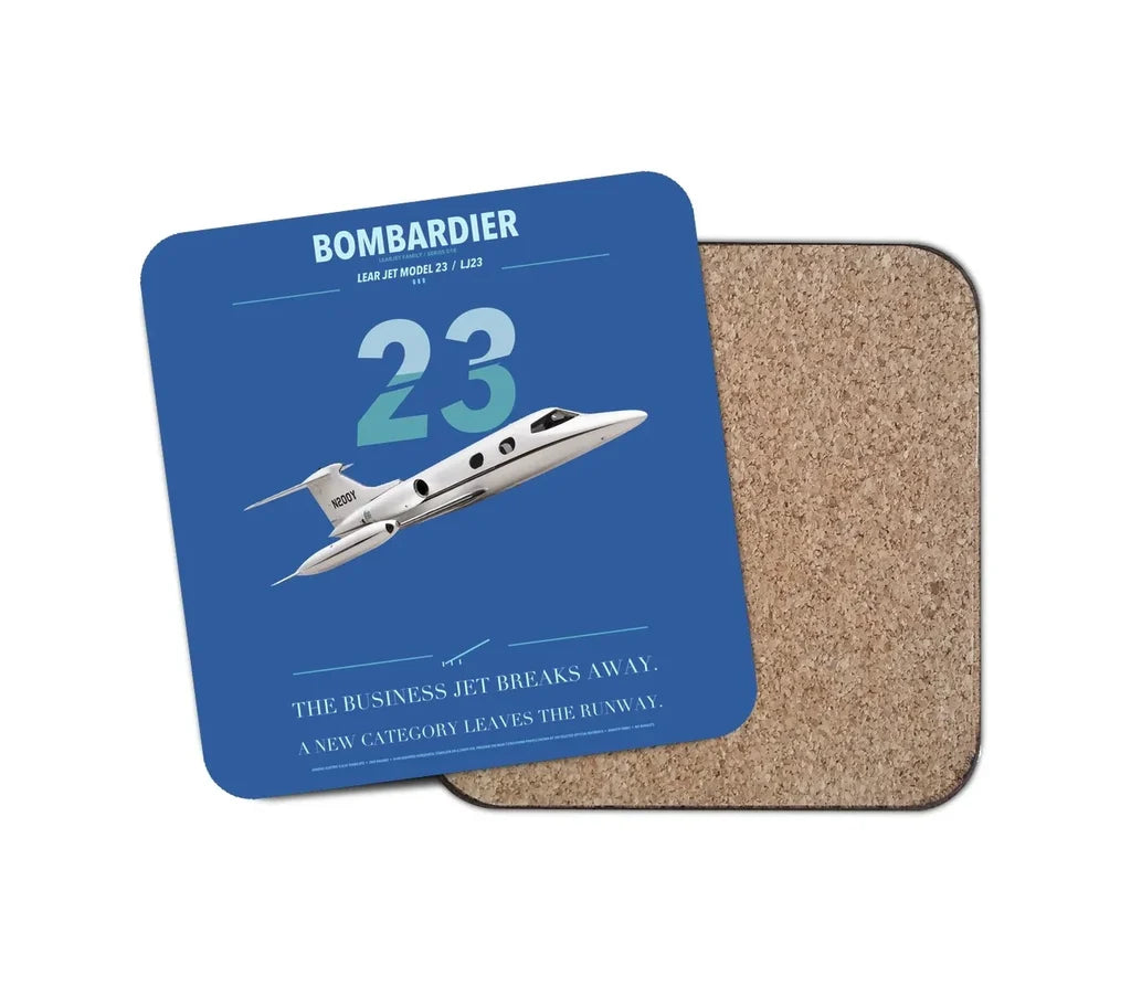 Bombardier Learjet 23 design on blue 1 piece coaster