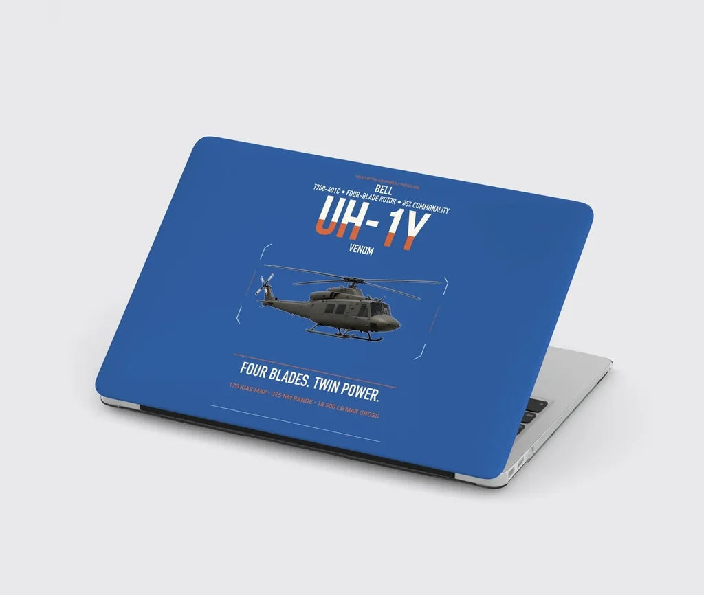 Bell UH-1Y Venom design on blue MacBook case