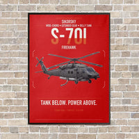 Thumbnail for Sikorsky S-70i FIREHAWK vertical canvas print - framed - red background