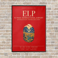 Thumbnail for El Paso International Airport ELP vertical canvas print - framed - red background