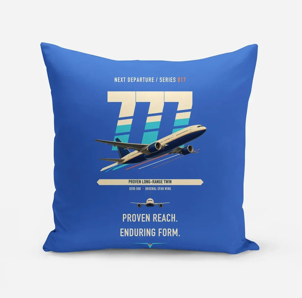 Boeing 777-200ER design on blue pillow