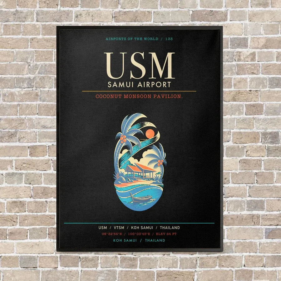 Samui Airport Koh Samui USM - Canvas Framed - Black