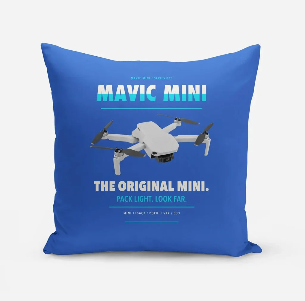 DJI Mavic Mini design on blue pillow