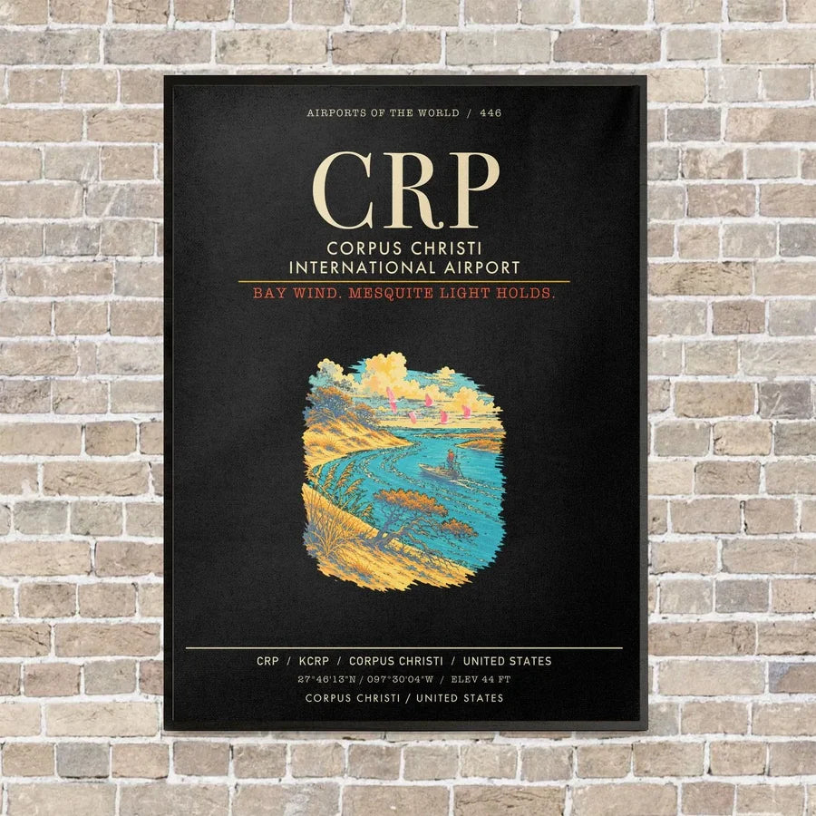 Corpus Christi International Airport CRP - Canvas Framed - Black