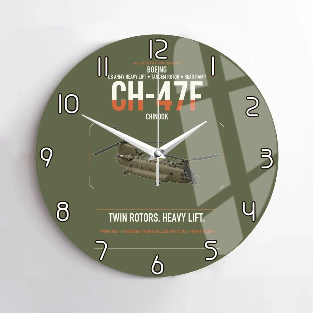Boeing CH-47F Chinook design on green army no frame wall clock