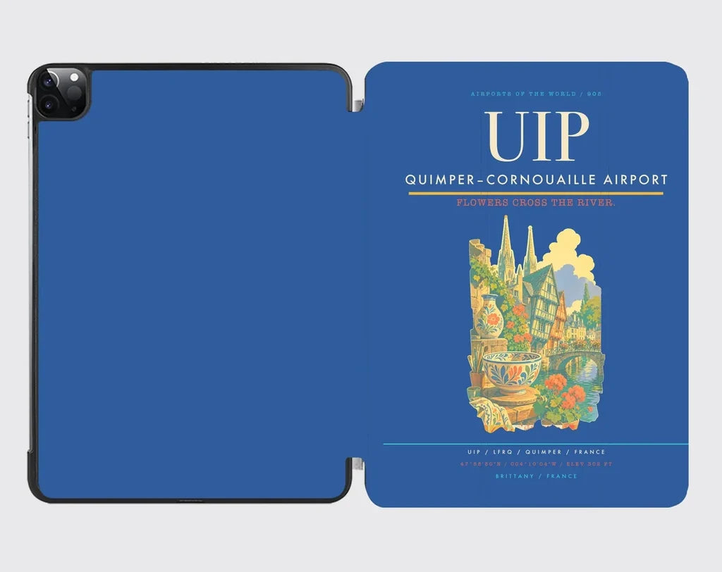 Quimper–Cornouaille Airport (UIP) design on blue ipad tablet case