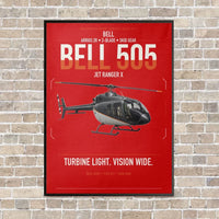 Thumbnail for Bell 505 Jet Ranger X vertical canvas print - framed - red background