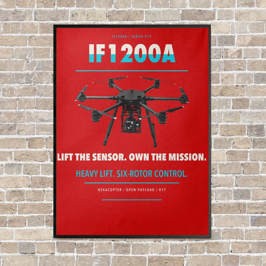 Inspired Flight IF1200A vertical canvas print - framed - red background