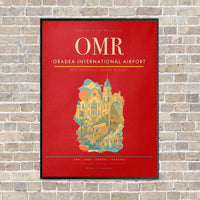 Thumbnail for Oradea International Airport OMR vertical canvas print - framed - red background