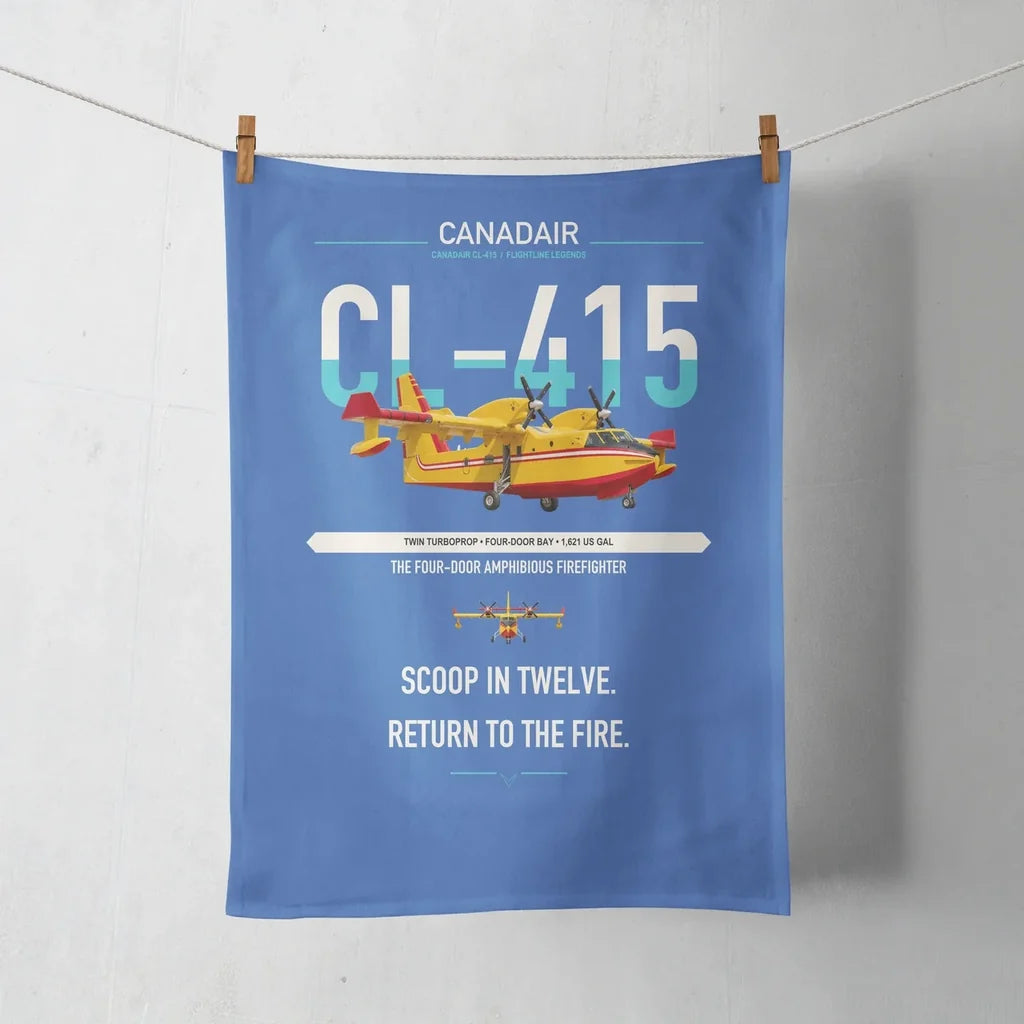 Canadair CL-415 design on blue towel