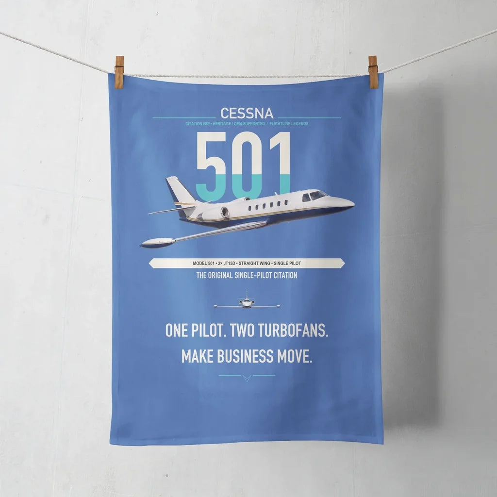 Cessna 501 Citation I SP design on blue towel