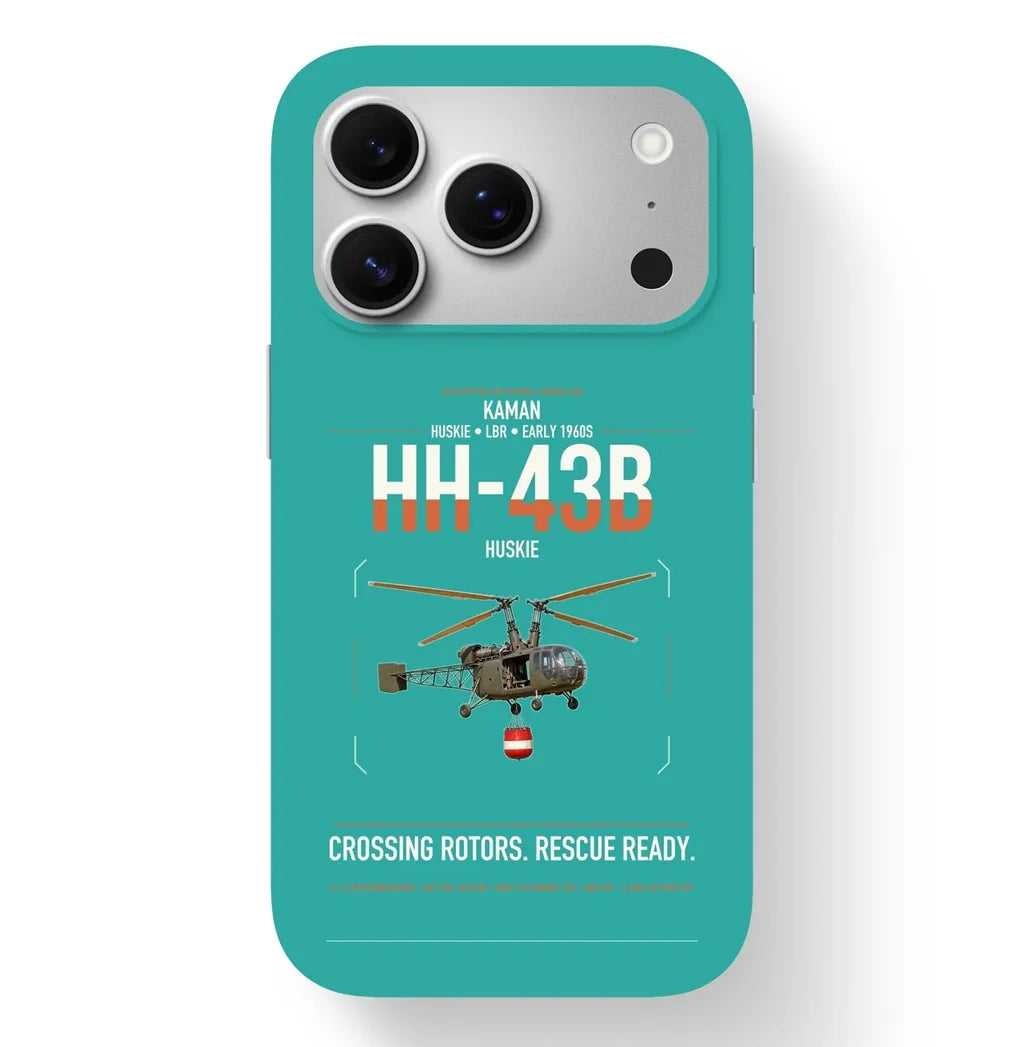 Kaman HH-43B Huskie design on turquoise magsafe iphone case, for iPhone 17 Pro