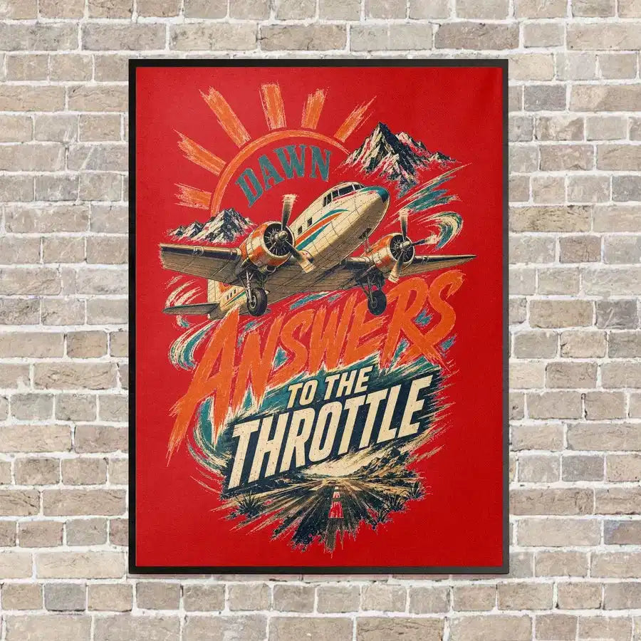Dawn Answers To The Throttle vertical canvas print - framed - red background