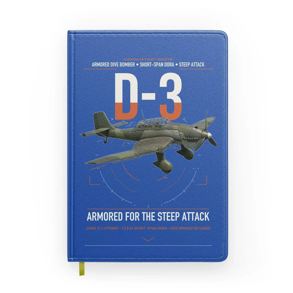 Junkers Ju 87D-3 design on blue notebook