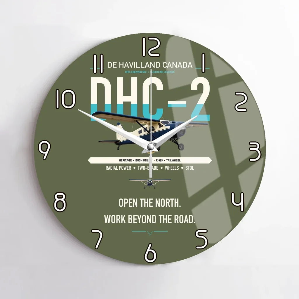 DHC-2 Beaver Mk I design on green army no frame wall clock