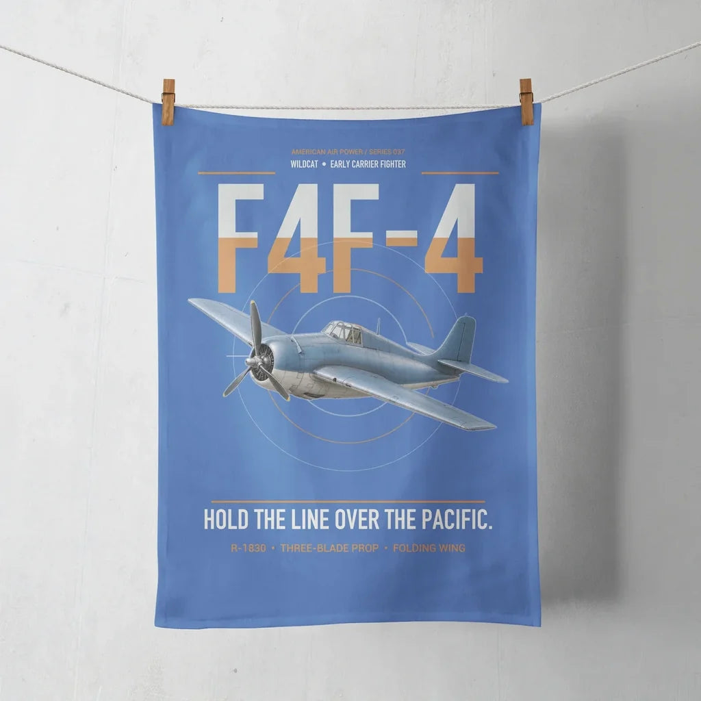 F4F-4 Wildcat design on blue towel