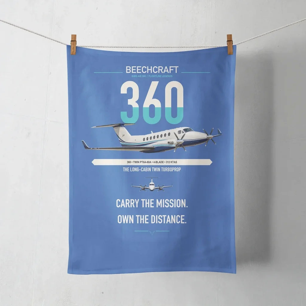 Beechcraft King Air 360 design on blue towel