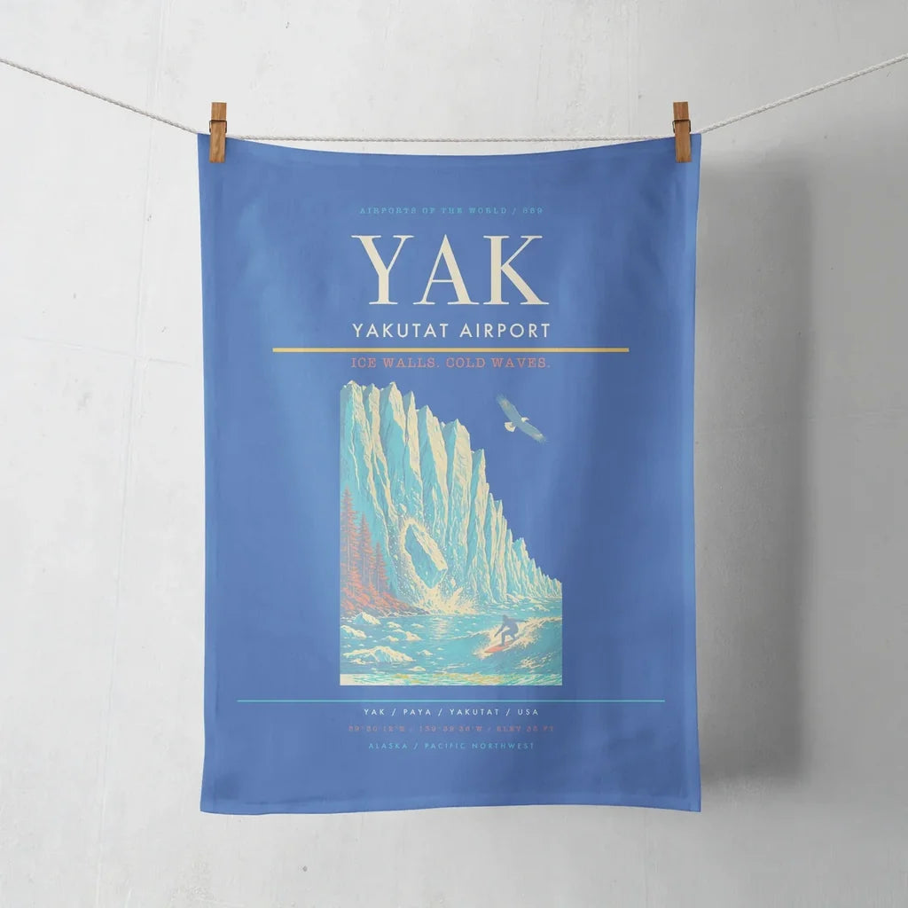 Yakutat Airport (YAK) design on blue towel