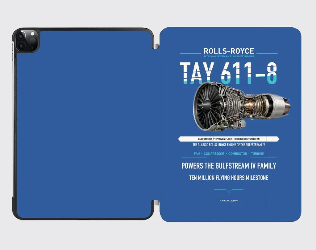 TAY 611-8 design on blue ipad tablet case
