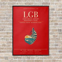 Thumbnail for Long Beach Airport (Daugherty Field) LGB vertical canvas print - framed - red background