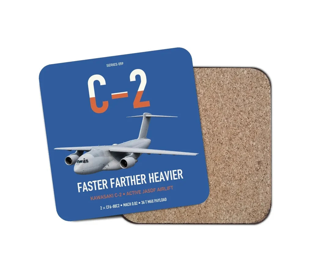 Kawasaki C-2 design on blue 1 piece coaster
