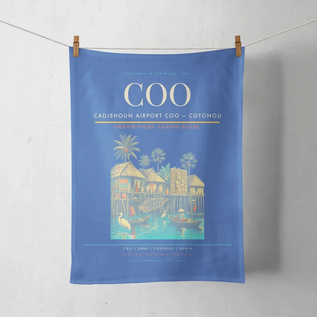 Cadjehoun Airport (COO) design on blue towel