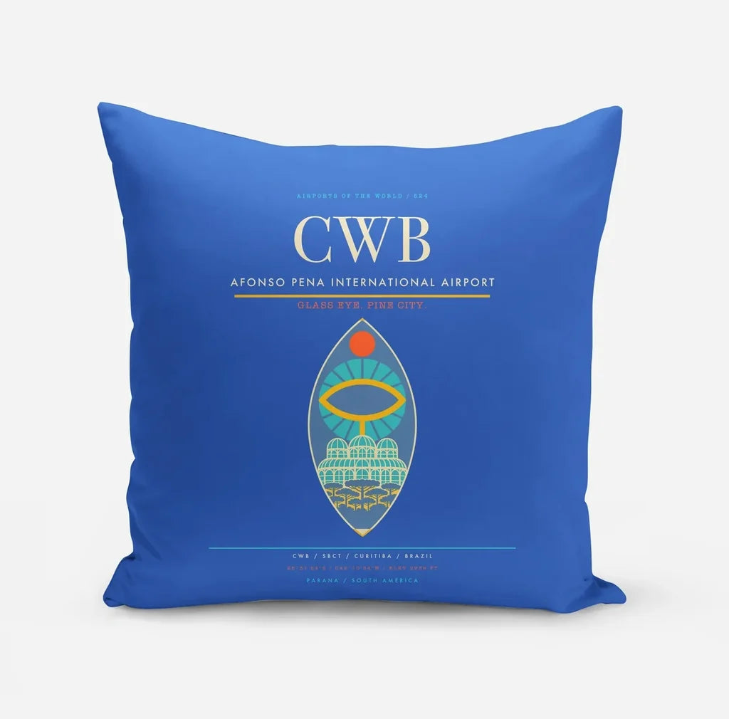 Afonso Pena International Airport (CWB) design on blue pillow