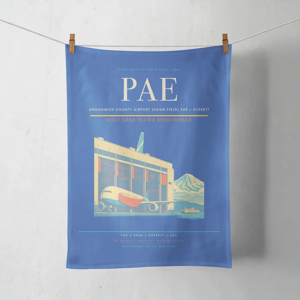 Snohomish County Airport (Paine Field) (PAE) design on blue towel