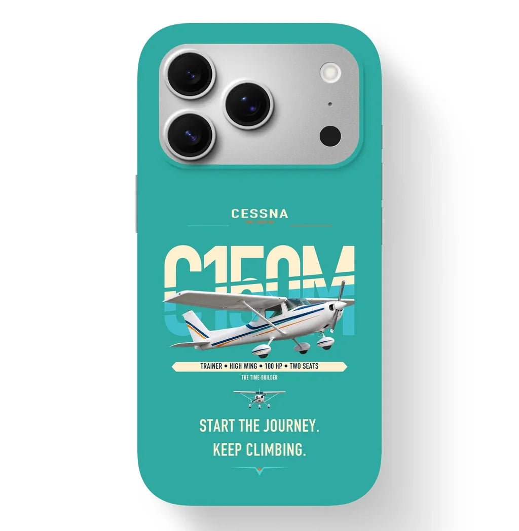 Cessna 150M design on turquoise magsafe iphone case, for iPhone 17 Pro