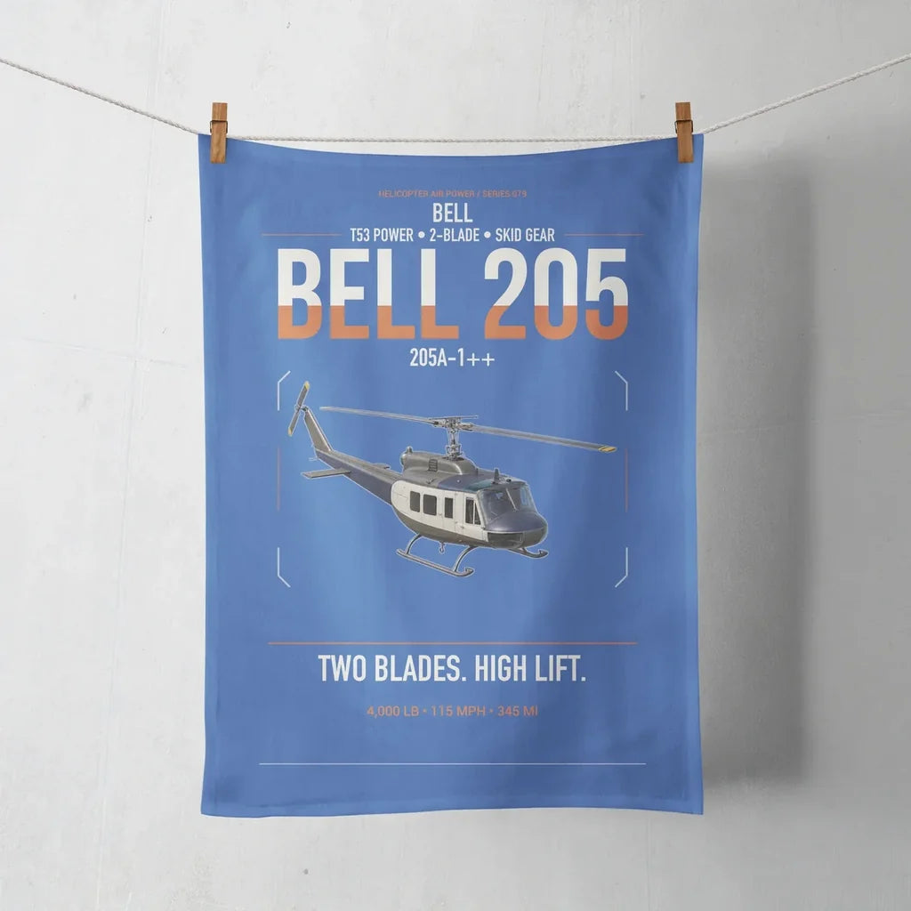 Bell 205A-1++ design on blue towel