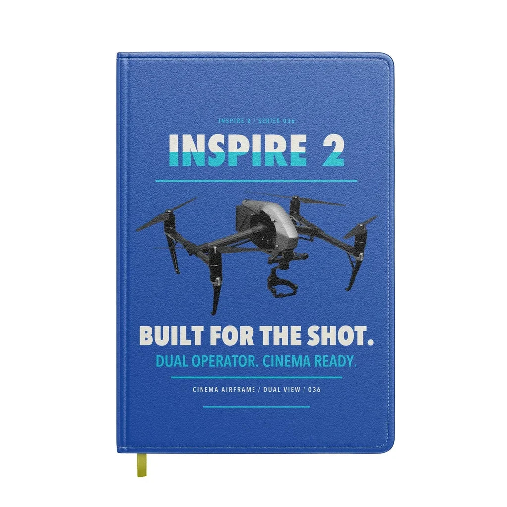 DJI Inspire 2 design on blue notebook